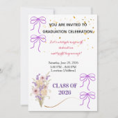 Paarse lint afstudeerfeest uitnodiging (Voorkant)