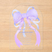 Paarse lint Baby shower boog Acryl Uitnodigingen (Voorkant)