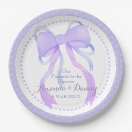 Paarse lint babymeisje shower papieren bordje