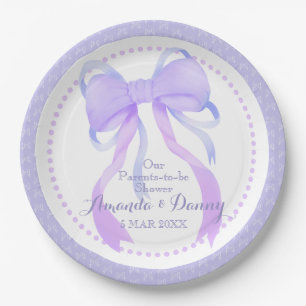 Paarse lint babymeisje shower papieren bordje