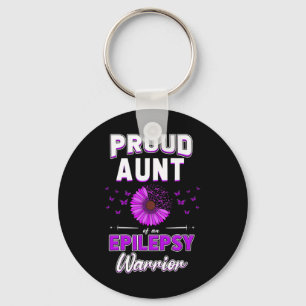 Paarse lint bloem trots tante neef nicht epile sleutelhanger