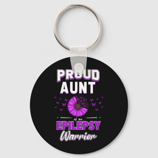 Paarse lint bloem trots tante neef nicht epile sleutelhanger (Voorkant)