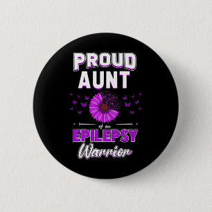 Paarse Lint Bloem Trots Tante Neef Niece Epile Ronde Button 5,7 Cm
