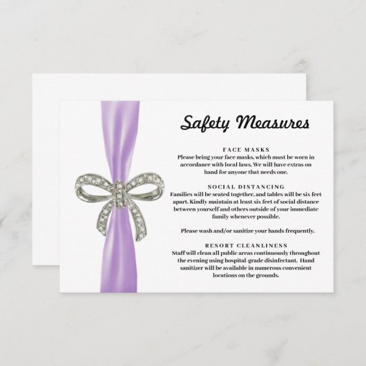 Paarse lint diamant boog veiligheidsmaatregelen informatiekaartje (Voorkant / Achterkant)