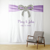 Paarse lint diamanten boog trouwdecoratie achtergr wandkleed (In situ)