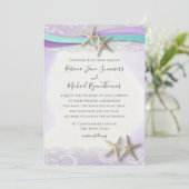 Paarse lint en zeester Waterverf bruiloft Kaart (Staand voorkant)