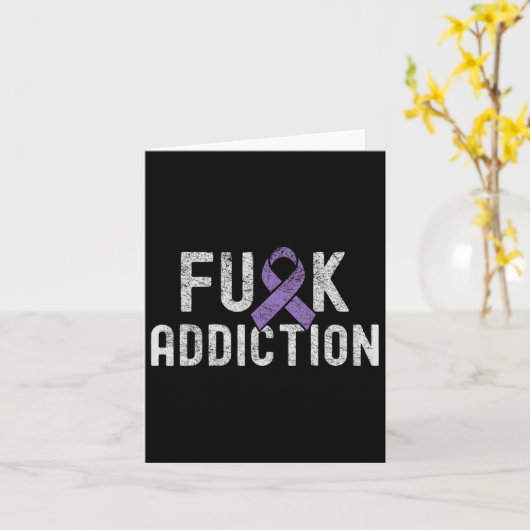 Paarse Lint FCK Verslaving Overdosis Awareness 1 Kaart (Gele Bloem)