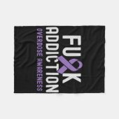 Paarse Lint FCK Verslaving Overdosis Bewustzijn 2 Fleece Deken (Voorkant (Horizontaal))