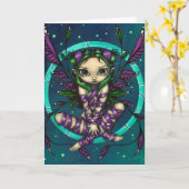 "Paarse lint fee" Wenskaart Kaart (Gele Bloem)