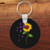 Paarse lint fibromyalgie bewustzijn Maand Warrior Sleutelhanger (Voorkant)