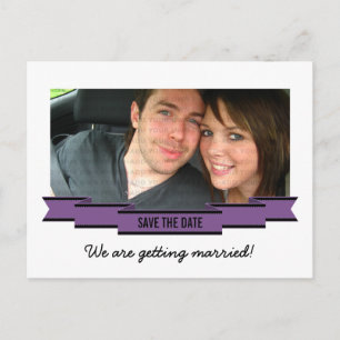 Paarse lint Foto Save the Date Briefkaart
