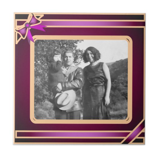 Paarse lint foto template Tegel Tegeltje (Voorkant)