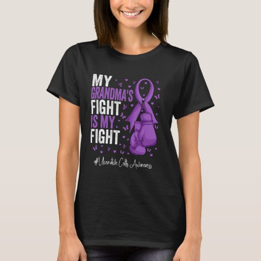 Paarse lint grootmoeder ulceratieve colitis aware t-shirt (Voorkant)
