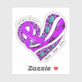 Paarse Lint Hart Epilepsie Bewustzijn Sticker (Vel)