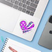 Paarse Lint Hart Epilepsie Bewustzijn Sticker (Laptop met iPhone)