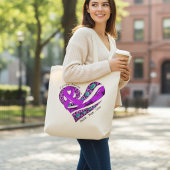 Paarse Lint Hart Epilepsie Steun Tote Bag