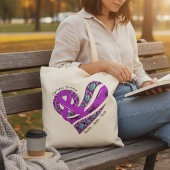 Paarse Lint Hart Epilepsie Steun Tote Bag