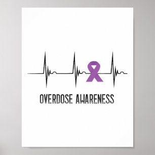 Paarse Lint Hartslag Ekg Pols Overdosis Bewustzijn Poster