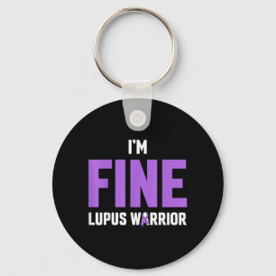 Paarse Lint Ik Ben Oké Lupus Krijger Sleutelhanger