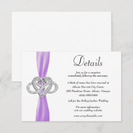 Paarse Lint Infinity Hart Bruiloft Details Informatiekaartje