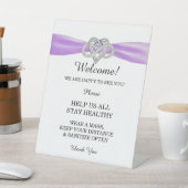 Paarse Lint Infinity Hart Bruiloft Veiligheid Reclamebord Met Voetstuk (Insitu)