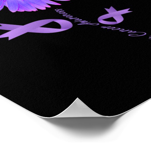 Paarse lint kamille alvleesklier kankerbewustzijn poster (Hoek)