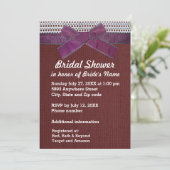 Paarse lint, kant, rood Vrijgezellenfeest Inv Kaart (Staand voorkant)