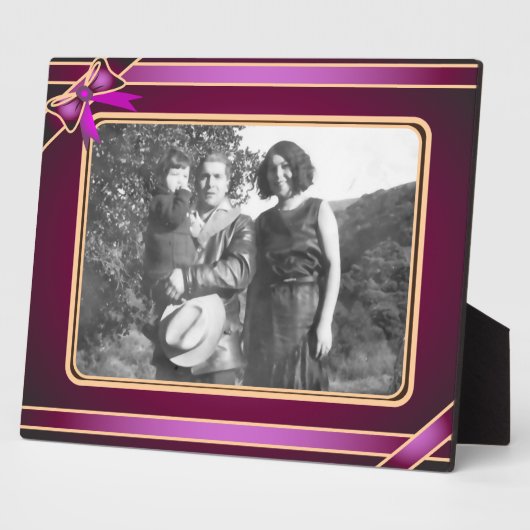 Paarse lint kunst plaque fotoplaat (Zijkant)
