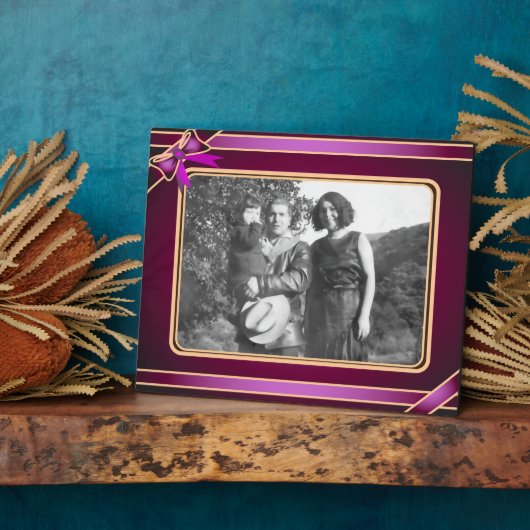 Paarse lint kunst plaque fotoplaat (Zijkant)