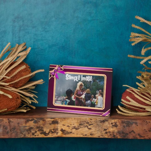 Paarse lint kunst plaque fotoplaat (Zijkant)