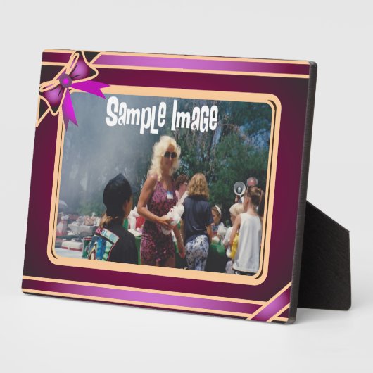 Paarse lint kunst plaque fotoplaat (Zijkant)