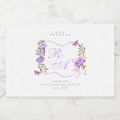 Paarse Lint Monogram Bruiloft Likeurfles Etiket (Enkel label)