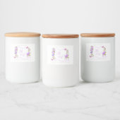 Paarse Lint Monogram Trouwdag Voedselcontainer Etiket (Flessen)