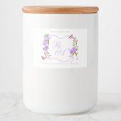 Paarse Lint Monogram Trouwdag Voedselcontainer Etiket (Voorkant)