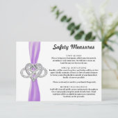 Paarse lint oneindigheidshart veiligheidsmaatregel informatiekaartje (Staand voorkant)