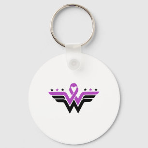 Paarse Lint Overdosis Bewustzijn Warrior Ondersteu Sleutelhanger