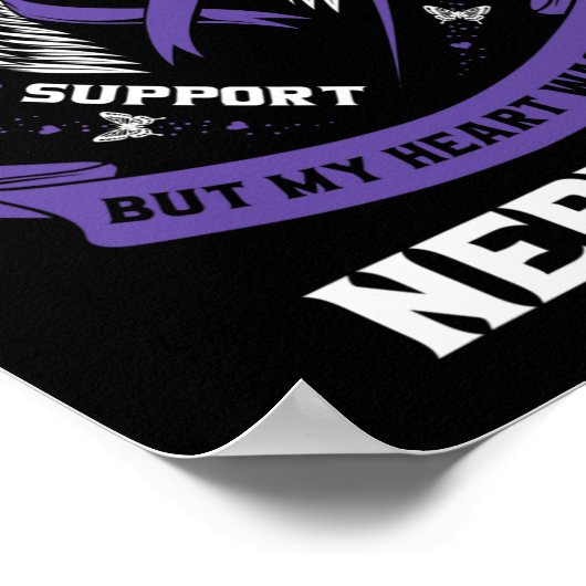 Paarse lint pancreaskankerbewustzijn neef H Poster (Hoek)