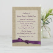 Paarse lint repetitie diner kaart (Staand voorkant)