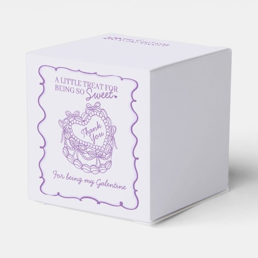 Paarse Lint Retro Hart Coquette Cake Galentines Bedankdoosjes (Achterkant)