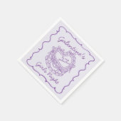 Paarse Lint Retro Hart Coquette Cake Galentines Servet (Hoek)