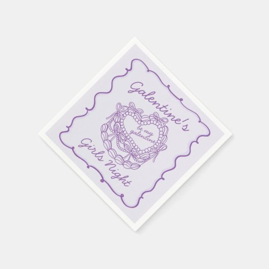 Paarse Lint Retro Hart Coquette Cake Galentines Servet (Hoek)