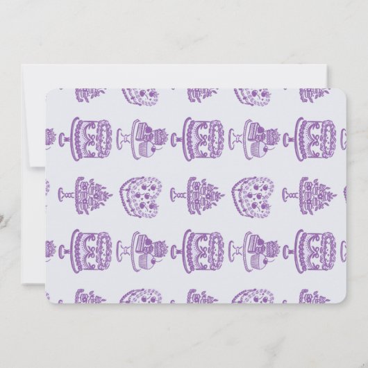 Paarse Lint Retro Hart Coquette Taart Bruids Brunc Kaart (Achterkant)