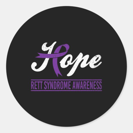 Paarse lint Rett Syndrome Awareness Ondersteuning  Ronde Sticker (Voorkant)