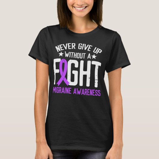 Paarse lint tegen hoofdpijn Migraine Bewustheid T-shirt (Voorkant)