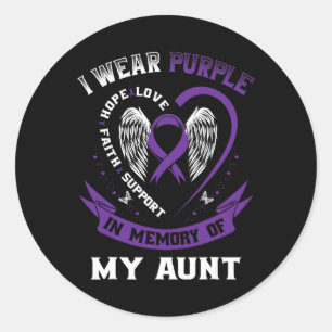Paarse lint ter nagedachtenis aan tante pancreaska ronde sticker