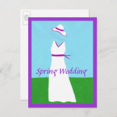 Paarse lint trouwjurk uitnodiging Briefkaarten (Voorkant / Achterkant)