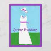 Paarse lint trouwjurk uitnodiging Briefkaarten (Voorkant)