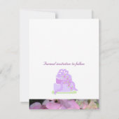 Paarse lint trouwtaart Save the Date (Achterkant)