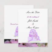 Paarse lint trouwtaart Save the Date (Voorkant / Achterkant)