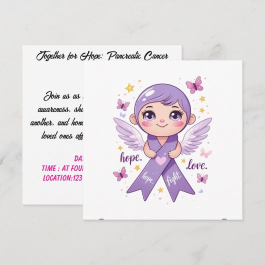 Paarse lint van liefde kaart (Voorkant / Achterkant)